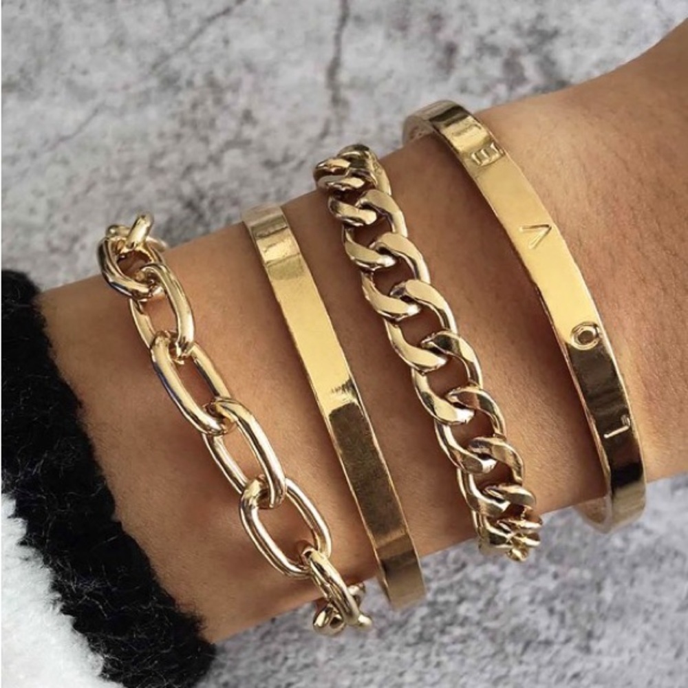 Gold Love  Bracelet Stack (7401)